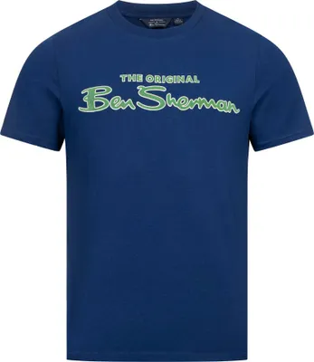 Produktbild von S|BEN SHERMAN Flocked Logo Herren T-Shirt 0076268-TWILIGHTDENIM