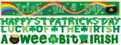 Produktbild von 4er Set St. Patrick's Day Girlanden mit verschiedenen Sprüchen und Längen