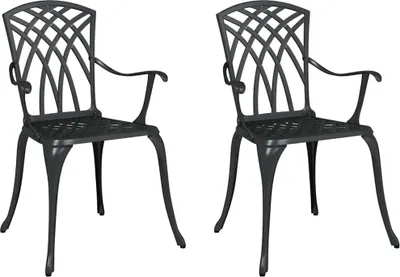 Obrázok produktu pre vidaXL Záhradná stolička 2 ks čierna 55 x 56,5 x 91 cm Hliník