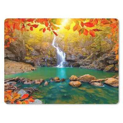 Produktbild von MuchoWow® Mauspad Mousepad Steine - Baum - Wasserfall - Herbst - Rot 23x19 cm - Mousepads - Maus Mat - Pad - Mausunterlage - Schreibtischunterlage - Mauspad