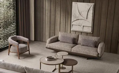 Produktbild von Sofagarnitur 3 Sitzer Garnitur Design Couch Sessel Braun Polster Design Luxus
