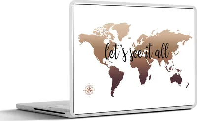 Produktbild von MuchoWow® Laptop Aufkleber Sticker Cover Weltkarte - Braun - Kompass 36.5x27.5 cm - Laptop-Sticker