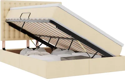 Produktbild von vidaXL Aufbewahrungsbett mit Matratze Creme 140 x 200 cm Polyester