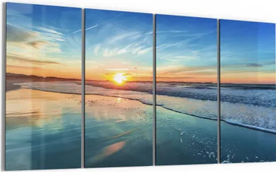 Produktbild von DEQORI Glasbild Echtglas 4x30x60 cm 'Goldenes Küstenmeer' Wandbilder XXL groß