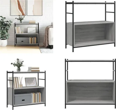 Obrázok produktu pre vidaXL Regál na knihy Grey Sonoma 80x30x78,5 cm Materiál na báze dreva a železa - Regál na knihy - Regály na knihy - Úložný regál