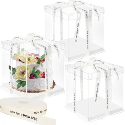 Produktbild von Durchsichtige Plastik-Tortenboxen, 3-teilig, für Desserts und Backen, 3 Größen