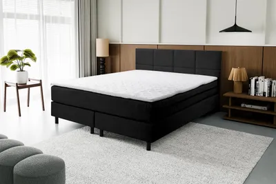 Produktbild von VENASI KANSAS Boxspringbett 160x200 mit H3 Matratze SCHWARZ Polsterbett Doppelbett