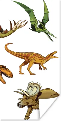 Produktbild von MuchoWow® Poster Dinosaurier - Zeichnung - Jungen - Kinder 60x120 cm - Wandschmuck