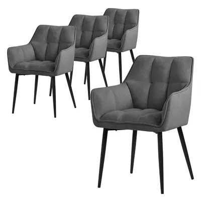 Produktbild von ML-Design 4x Esszimmerstuhl aus Frotteestoff, Dunkelgrau, mit dickem gepolsterter Sitz