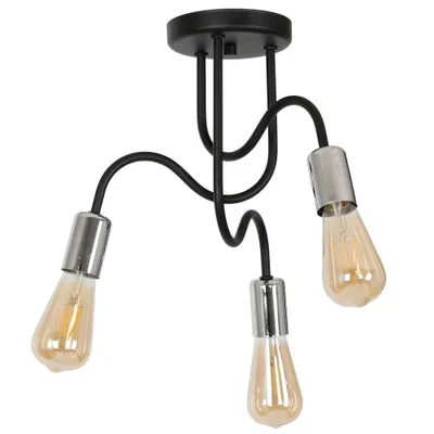 Immagine prodotto di Lampada da soffitto industriale nero cromo Dow 3xE27 15W Luminex