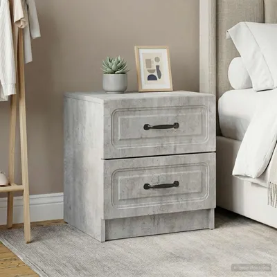 Produktbild von vidaXL Nachttisch 2 Stk. Betongrau 43 x 34,5 x 44,5 cm Holzwerkstoff