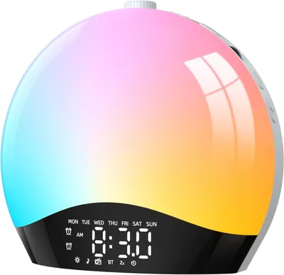 Produktbild von Tageslichtwecker, Lichtwecker, Wake up Light, Sonnenaufgang Sonnenuntergang Simulation Wecker, 18 Farben, 20 Helligkeitsstufen, Nachttischlampe