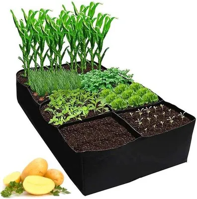 Obrázok produktu pre Záhradná taška z priedušnej netkanej textílie, taška na rastliny pre optimálny rast rastlín, 8 priehradiek, 90 x 180 cm, ideálna na prácu v záhrade.