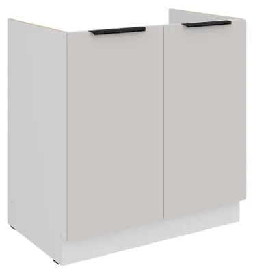 Produktbild von Küchen Spülenunterschrank 80 cm COMO Kaschmir beige matt + Weiß matt Küche Küchenzeile Küchenblock Einbauküche