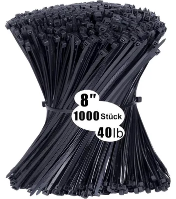 Produktbild von Kabelbinder Schwarz 200 mm x 3,6 mm Nylon UV-beständig 1000 Stück Zugfestigkeit 18kg