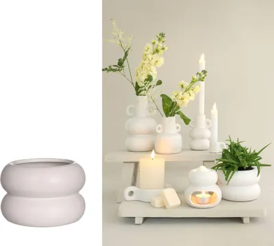 Produktbild von Skandinavischer Blumentopf Chubby | Moderner Blumenübertopf | Keramik Übertopf | Pflanzentöpfe | Bubble Blumentopf | Bubble Vase | Pflanzgefäß, Farbe:Weiß, Größe:Ø9 x h.6,4cm