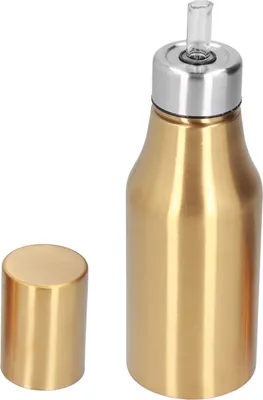 Image de Distributeur d'huile d'olive en acier inoxydable, 500 ml, étanche, anti-poussière, carafe de cuisine, doré