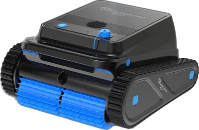 Produktbild von Robotischer Poolreiniger, 110W Leistung, 120 Min Akkulaufzeit, 200 m² Abdeckung, 4-5 Stunden Ladezeit, 43 x 40 x 21,5 cm Abmessungen