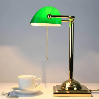 Produktbild von Bankerlampe mit Zugschalter Jugendstil E27 Handarbeit Schreibtischleuchte