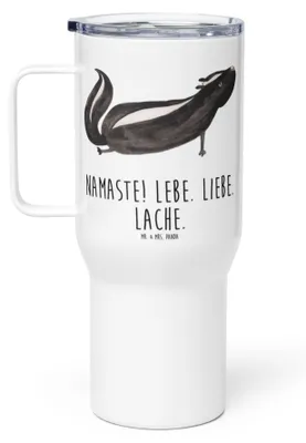 Produktbild von Mr. & Mrs. Panda thermosbecher Stinktier Yoga - Weiß - Geschenk, Teebecher, Namaste, Lebe, Teetasse, Raubtier, Thermobecher, Trinkgefäß, Liebe, Kaffee-to-go-Becher