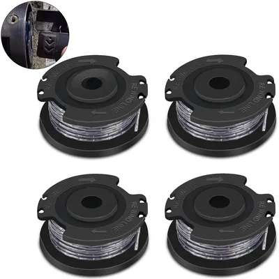 Produktbild von 4 Stück Rasentrimmer Ersatzspulen Kompatibel mit Bosch F016800569 F016800385, Ersatz Spule, Trimmerfaden mit Spulenkappen Set