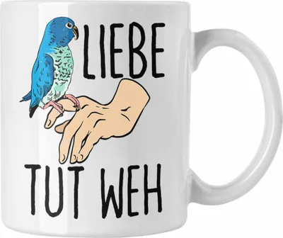 Produktbild von Trendation - Lustige Wellensittich-Tasse Geschenk für Wellensittich-Besitzer Liebe Tut Weh (Weiß)