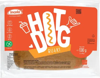 BUŁKI DO HOT-DOGÓW Z CEBULĄ BEZGLUTENOWE (2 szt.) 130 g - INCOLA