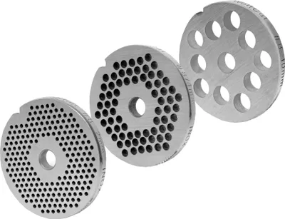 Produktbild von Fleischwolfscheibensatz 2 mm + 4 mm + 10 mm Bohrung für alle gängigen Fleischwolf Größen 8