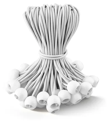 Produktbild von 50 Stück elastische Bungee-Seile mit Kugel, Spanngurte für Planen, Weiß