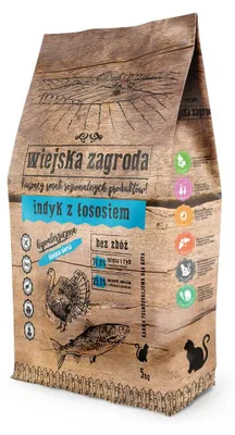 Produktbild von Trockenfutter für Katzen Wiejska Zagroda Truthahn- und Lachsfutter 5 kg