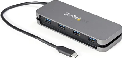 Obrázek produktu pro StarTech.com HB30CM4AB, USB 3.2 Gen 1 (3.1 Gen 1) Type-C, USB 3.2 Gen 1 (3.1 Gen 1) Type-A, 5000 Mbit/s, Černá, Šedá, Plast, 0,28 m