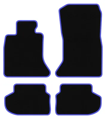 Produktbild von Fußmatten Automatten Velours Schwarz/Blau für BMW 5 F10 FL 2013-2017 Set 4-tlg