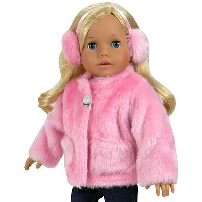 Obrázok produktu pre Sophia's by Teamson Kids 2-dielny 18" detský kabát pre bábiku s ružovým kožúškom a uškami
