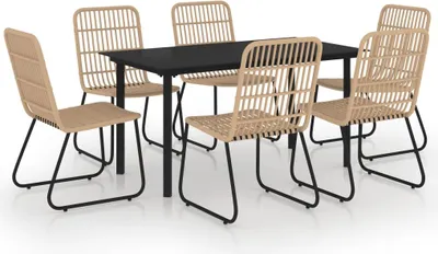 Produktbild von vidaXL 7-tlg. Garten-Essgruppe Poly Rattan und Glas