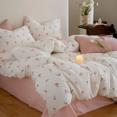 Produktbild von Bettwäsche 135 x 200 cm, Kissenbezug 80 x 80 cm, Blumenmuster, für Schlafzimmer