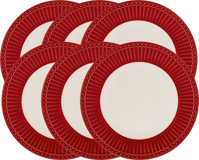Produktbild von Greengate Alice Brotteller red 17,5cm Set6