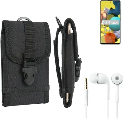 Produktbild von K-S-Trade Holster Schutz Hülle kompatibel mit Samsung Galaxy A51 5G Gürteltasche Handy Hülle Tasche outdoor Seitentasche schwarz 1x + Kopfhörer