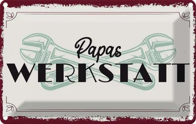 Produktbild von vianmo Blechschild 12x18 cm Papas Werkstatt Spruch Zitat