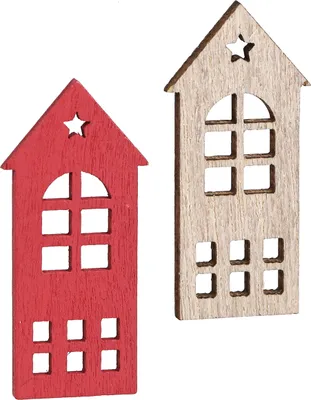 Produktbild von Deko Holzhaus Streudeko Natur Rot 2×4,5cm Weihnachten 72 St