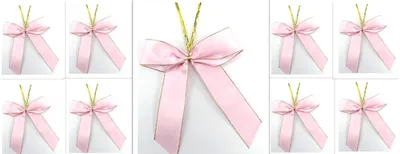 12 Satinschleifen 14x16 cm mit Clip, rosa