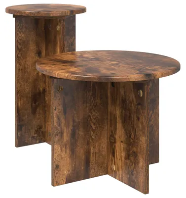 Produktbild von vidaXL Beistelltisch-Set 2 Stk. Räuchereiche Ø 45 x 35 cm