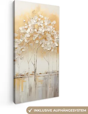 Produktbild von MuchoWow® - Leinwandbilder - Bäume - Kunst - Acryl - Natur, Wandbild, Wanddeko Bilder Wohnzimmer, 20x40 cm
