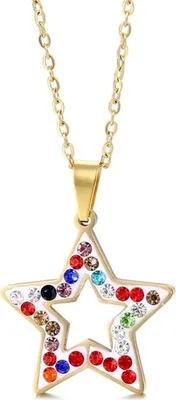 Produktbild von Halskette Color Star - Trendiger Schmuck in Gold mit bunten Zirkonen KP20904