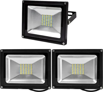 Obrázek produktu pro 3× 30W LED reflektor, Greenmigo IP65, vodotěsný, černý, teplá bílá, 120°, LED venkovní reflektor, AC 85–265 V