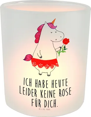 Produktbild von Mr. & Mrs. Panda Outdoor Kerzenhalter Einhorn Dame - Transparent - Geschenk, Teelichthalter, Bachelorette, Glas Windlicht, Kerzen, Unicorn, Bachelor, Einhörner, Frau