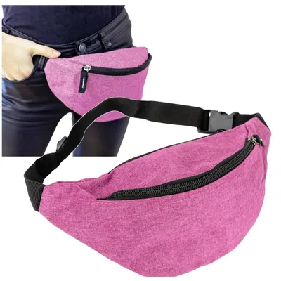 Produktbild von Gürteltasche Bauchtasche Hüfttasche Sport uni Polyester rosa schwarz verstellbarer Gurt 14 x 30 cm für Handy Geldbörse Schlüssel