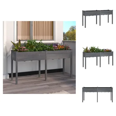 Image de vidaXL Bac à plantes avec insert Gris 161x45x76 cm Sapin massif - Pots de fleurs & Jardinières