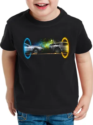 Produktbild von style3 De Lorean Portal Kinder T-Shirt zeitreise marty