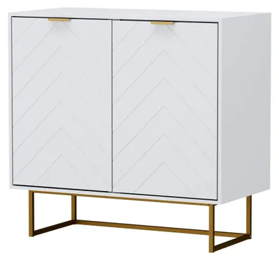 Produktbild von Kommode mit 2 Türen, Sideboard mit Füßen und verstellbaren Ablagen, Küchenschrank, Anrichte, Mehrzweckschrank für Wohnzimmer, Esszimmer, Flur und Schlafzimmer, 80x40x77,5 cm, weiß