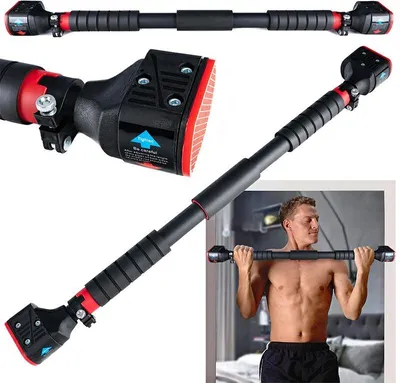 Image de Barre de traction de porte Barre de traction Fitness Appareil Sport Barre de porte Pull up Bar Couleur : noir rouge
